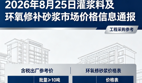 双桥2026年8月25日灌浆料及环氧修补砂浆市场价格信息通报